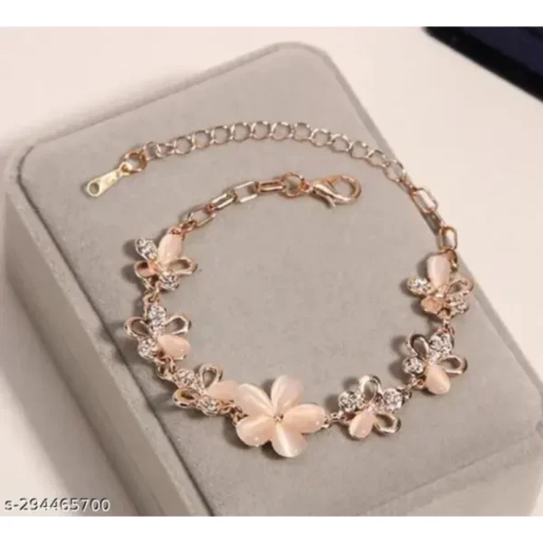 Trendy Rose Gold Plated Crystal Charm Bracelet for Girls