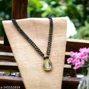 Jewelopia Kundan Pear Drop Shape Mangalsutra – Gold Plated