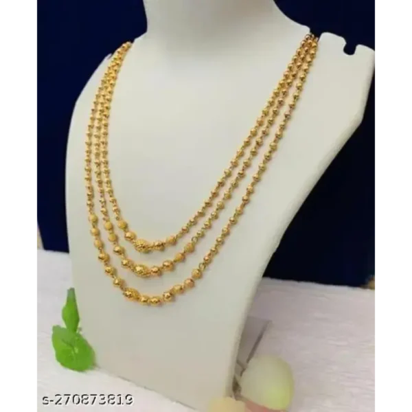 Three Line Mala – Fancy Gold-Plated Necklace for Women