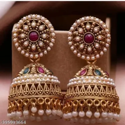 Antique Designer Oxidized Rajwadi Jhumka Earrings