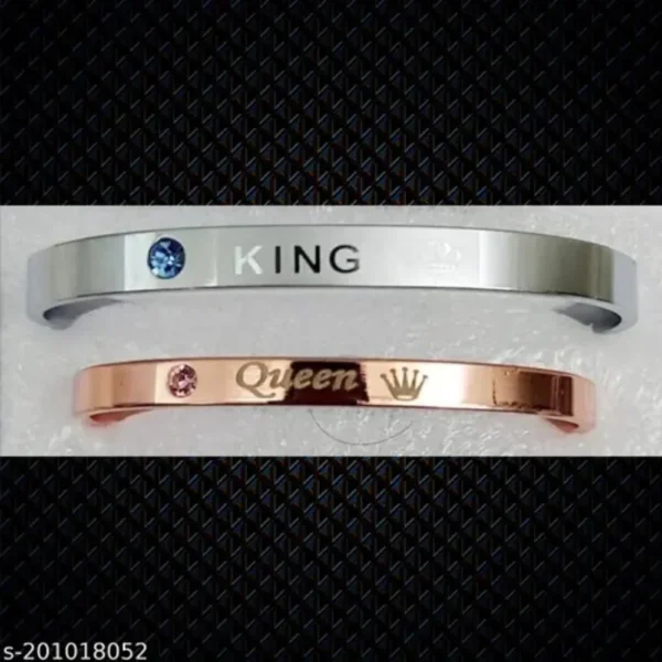 Golden & Silver Couple Kada Bracelet – Adjustable & Trendy