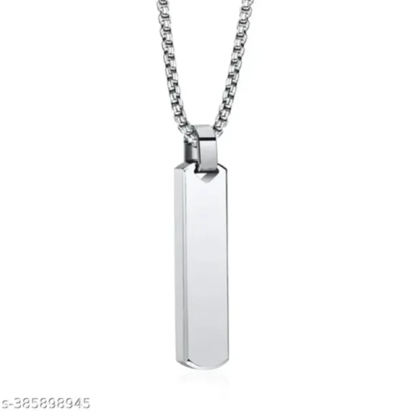Stylish Silver Chain For Men – Bar Pendant Jewellery Gift