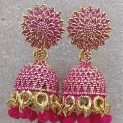 Graceful 12-Color Floral Jhumka Earrings Set