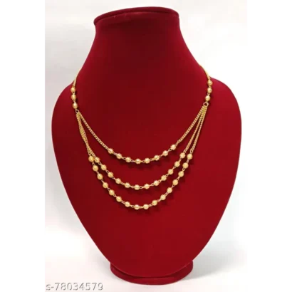 Famous 3 Layer 20 Inch Gold-Plated Brass Necklace – Stylish Pick