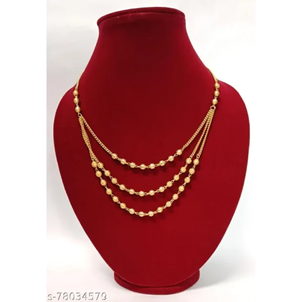 Famous 3 Layer 20 Inch Gold-Plated Brass Necklace – Stylish Pick