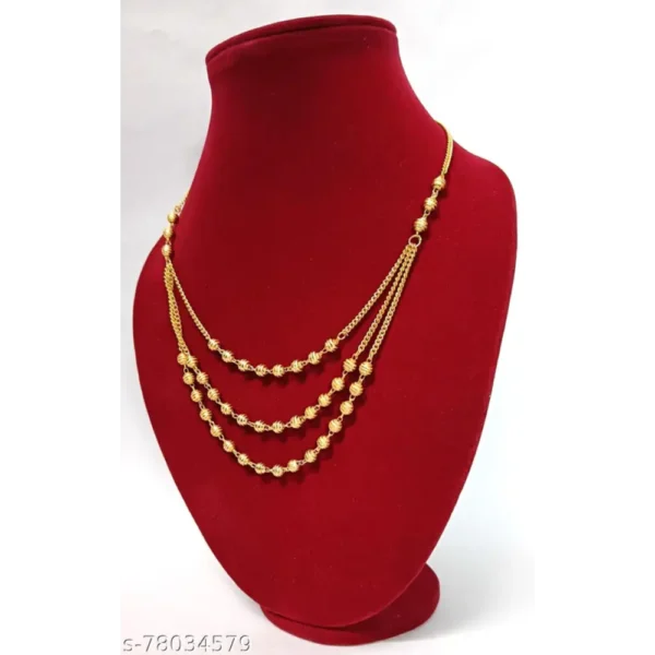 Famous 3 Layer 20 Inch Gold-Plated Brass Necklace – Stylish Pick