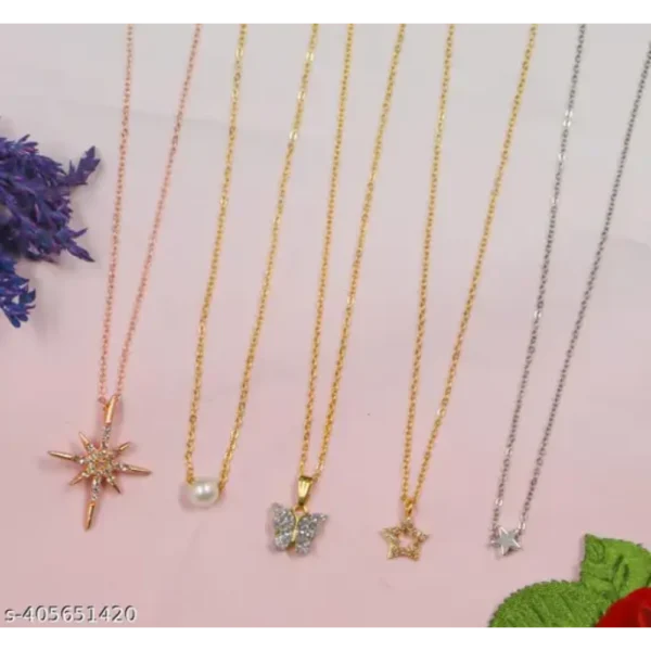 Shimmering Beautiful Piece of 5 Necklace Combo
