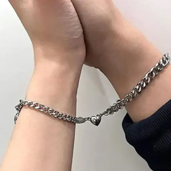 Couple Magnetic Heart Bracelets & Lockets Set