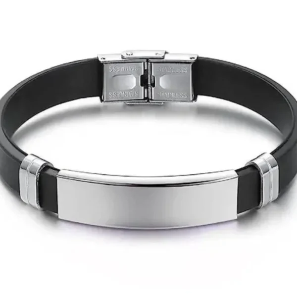 Custom Engraved Men's Bracelet Black Colour