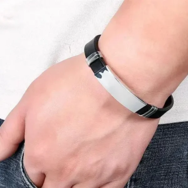 Custom Engraved Men's Bracelet Black Colour