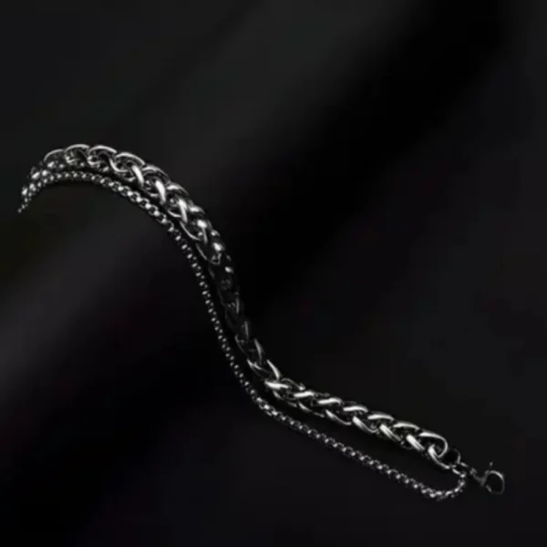 Silver Double Layer Curb Chain Bracelet – Unisex