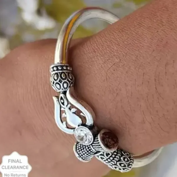 Trishul Bholenath Silver Kada for Men & Boys