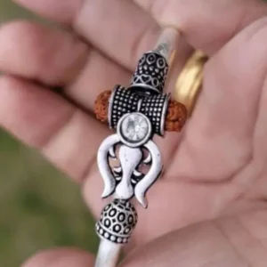 Trishul Bholenath Silver Kada for Men & Boys