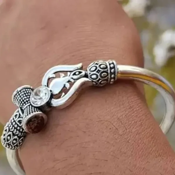 Trishul Bholenath Silver Kada for Men & Boys