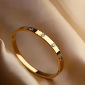 Golden Zircon Stone Kada Bracelet for Men & Women