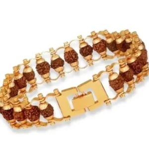 Divine Gold Plated Chain Rudraksh Bracelet – Stylish & Spiritual Wear