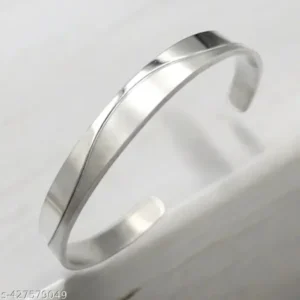2-Tone Stainless Steel Cuff Bracelet – Stylish Unisex Kada