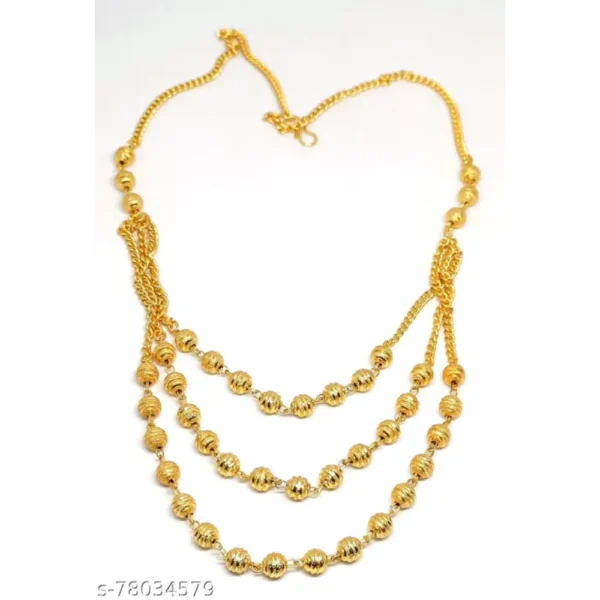 Famous 3 Layer 20 Inch Gold-Plated Brass Necklace – Stylish Pick
