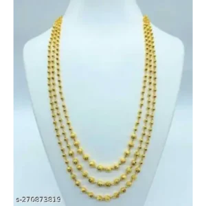 Three Line Mala – Fancy Gold-Plated Necklace for Women