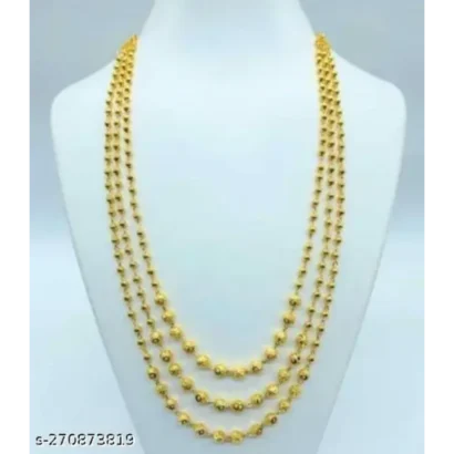 Three Line Mala – Fancy Gold-Plated Necklace for Women