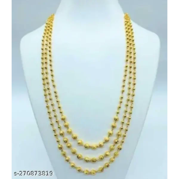 Three Line Mala – Fancy Gold-Plated Necklace for Women