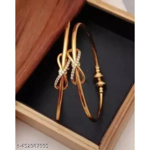 Gold Plated Bangles with AD Stones – Set of 2