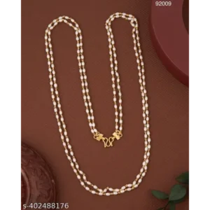 Necklaces Chain (Mala) – 1 Gram Gold Plated Pearl Layered Style
