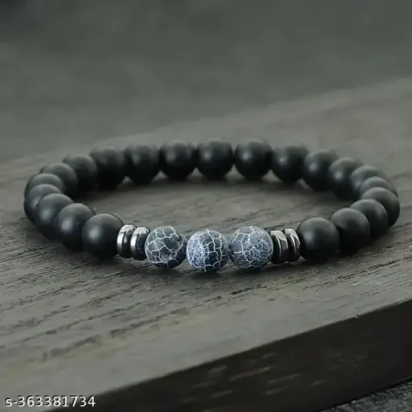 Natural Stone Beads Strand Bracelet – Unisex Adjustable Wristwear