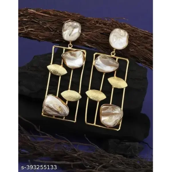 Western Earrings for Women – Gold Oval Mother of Pearl Style
