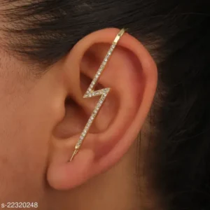 Attractive Gold Plated Studded Leaf Earcuff for Women