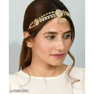 Twinkling Bejeweled Maangtika – Gold Matha Patti Style