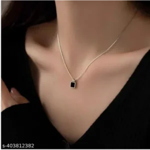 Gold Plated Black Geometric Necklace for Men & Girls