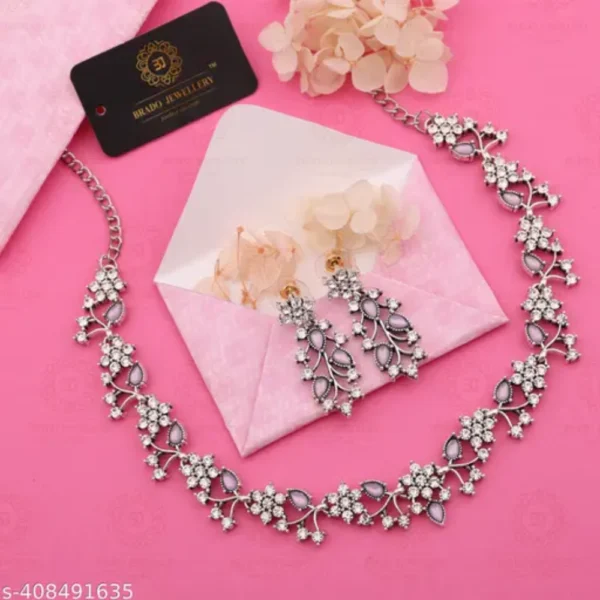 Rose Gold American Diamond Necklace Set – Elegant Party Glam