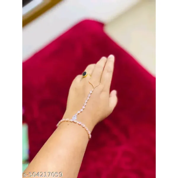 Feminine Fancy Bracelet – Gold Plated American Diamond Sparkle