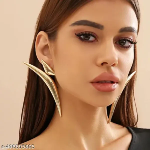 Geometric Triangle Crescent Moon Statement Earrings – Bold & Trendy