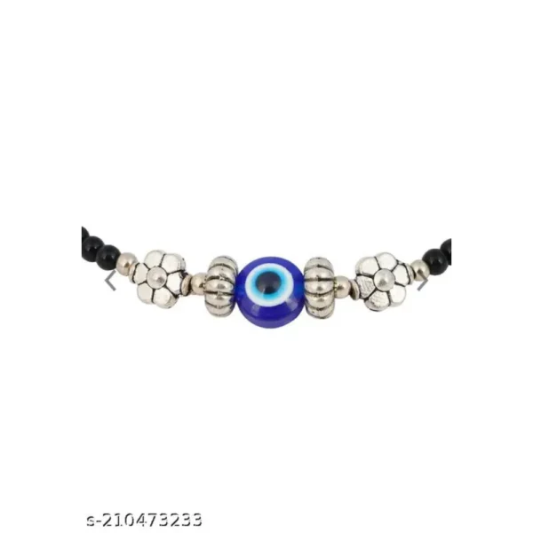 Pair of 2 Flower Evil Eye Anklet Payal Set