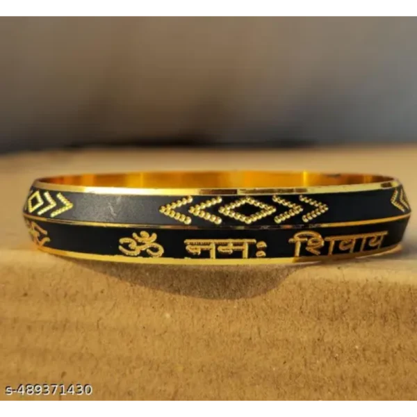 Om Namah Shivay Oxidised Gold Kada for Men – Stainless Steel