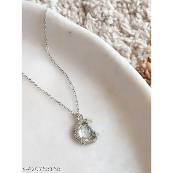Moonstone Moon & Star Pendant Necklace for Women – Dreamy Gift