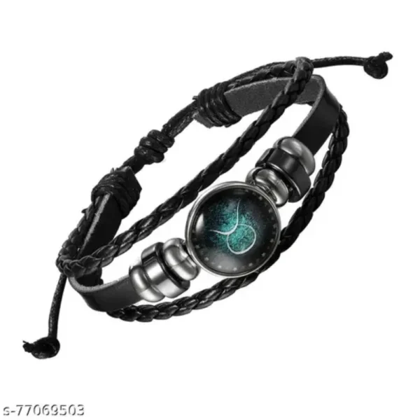 Taurus Zodiac Leather Bracelet for Boys & Girls – Adjustable