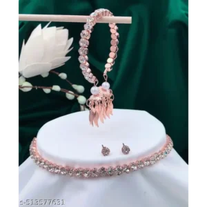 Rosegold Necklace with Bracelet and Earrings – Premium Set