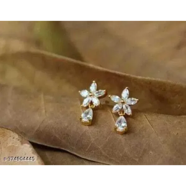 Lightweight Gold Plated CZ American Diamond Stud Earrings