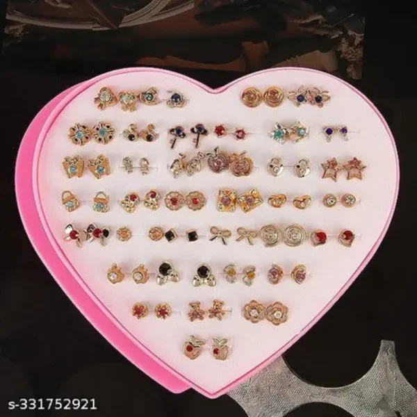 Beauty Princess 36 Pair Gold Plated Stud Tops – Multi Style Combo