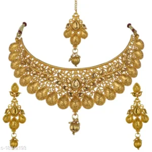 Elite Fancy Jewellery Set – Gold Plated Kundan Necklace Combo