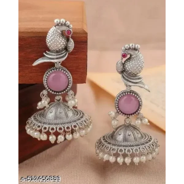 Oxidised Silver Stone Earrings for Girls & Women – Monalisa