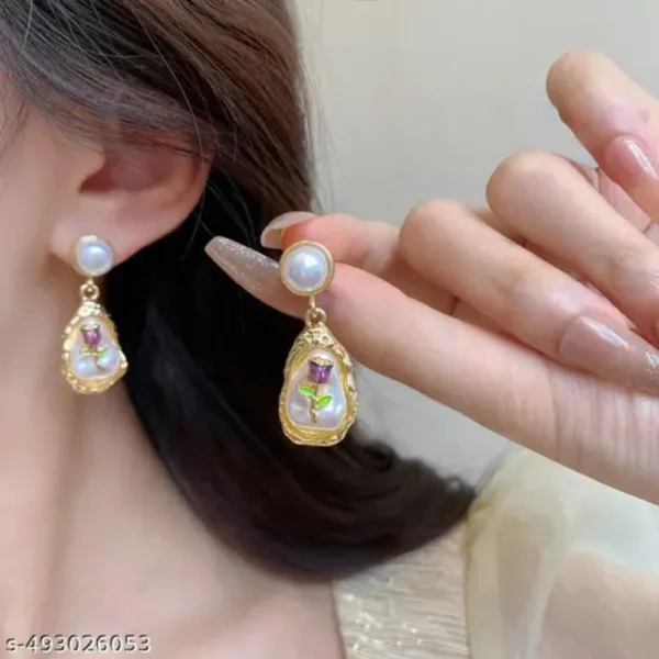 Pearl Statement Earrings – Elegant Gold Plated Drop Design