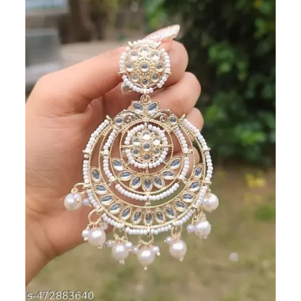 High Gold Plated Fancy Kundan Moon Earrings