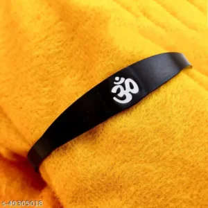 Black Stainless Steel Om Kada for Men – Adjustable Fit