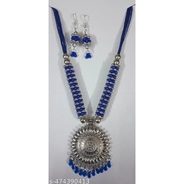 Tribal Oxidised Cotton Thread Necklace Set – Vandu Jewellery