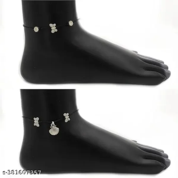 Evil Eye Najariya Black Thread Styled Anklets Pack of 6