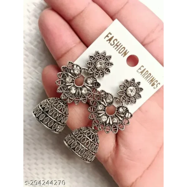 Combo of 4 Oxidised Silver Jhumki Earrings – Trendy Hoop & Dangle Designs
